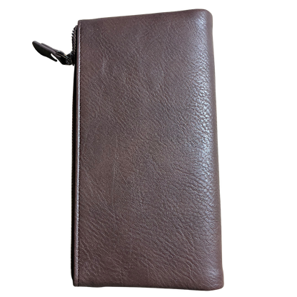 Vivace Wallet: Large COFFEE BROWN Soft PU Leather Textured Organiser BACK VIEW
