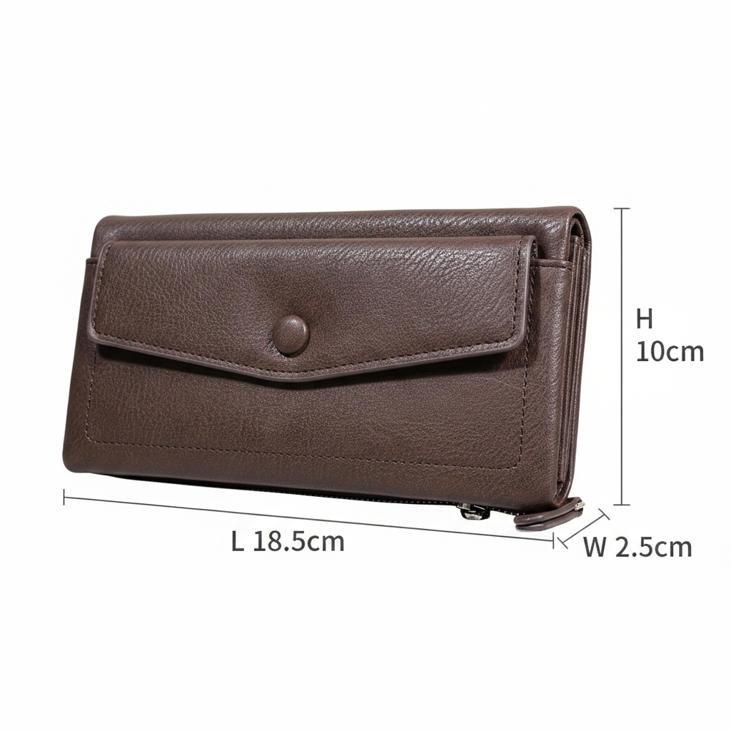Vivace Wallet: Large COFFEE BROWN Soft PU Leather Textured Organiser