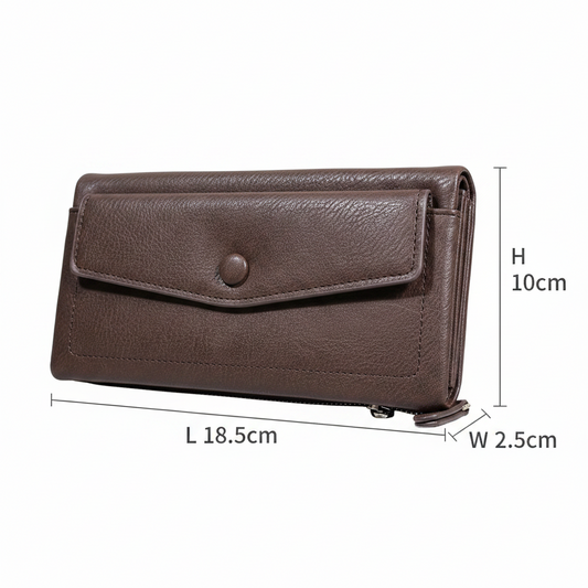 Vivace Wallet: Large COFFEE BROWN Soft PU Leather Textured Organiser
