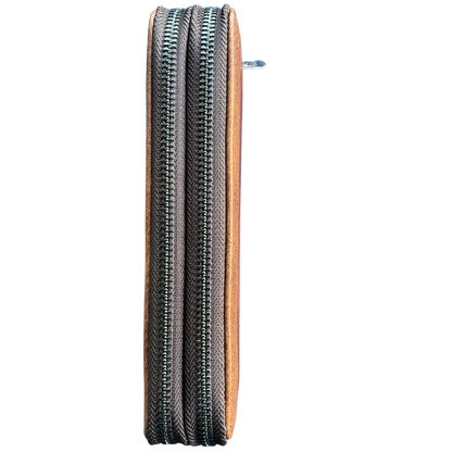 Vivace Wallet: Large Chestnut BROWN Double Zipped Organiser with Horse detailing SIDE