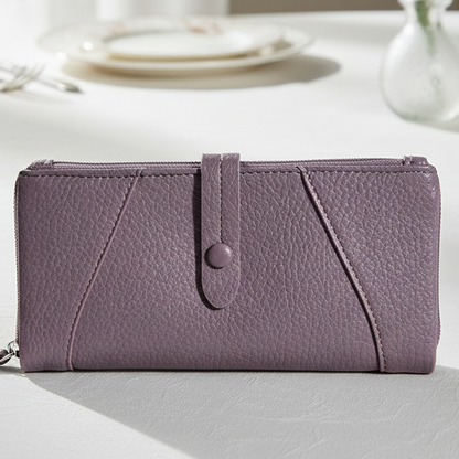 Vivace Wallet: Large DUSTY PURPLE Soft PU Leather Textured Organiser HERO