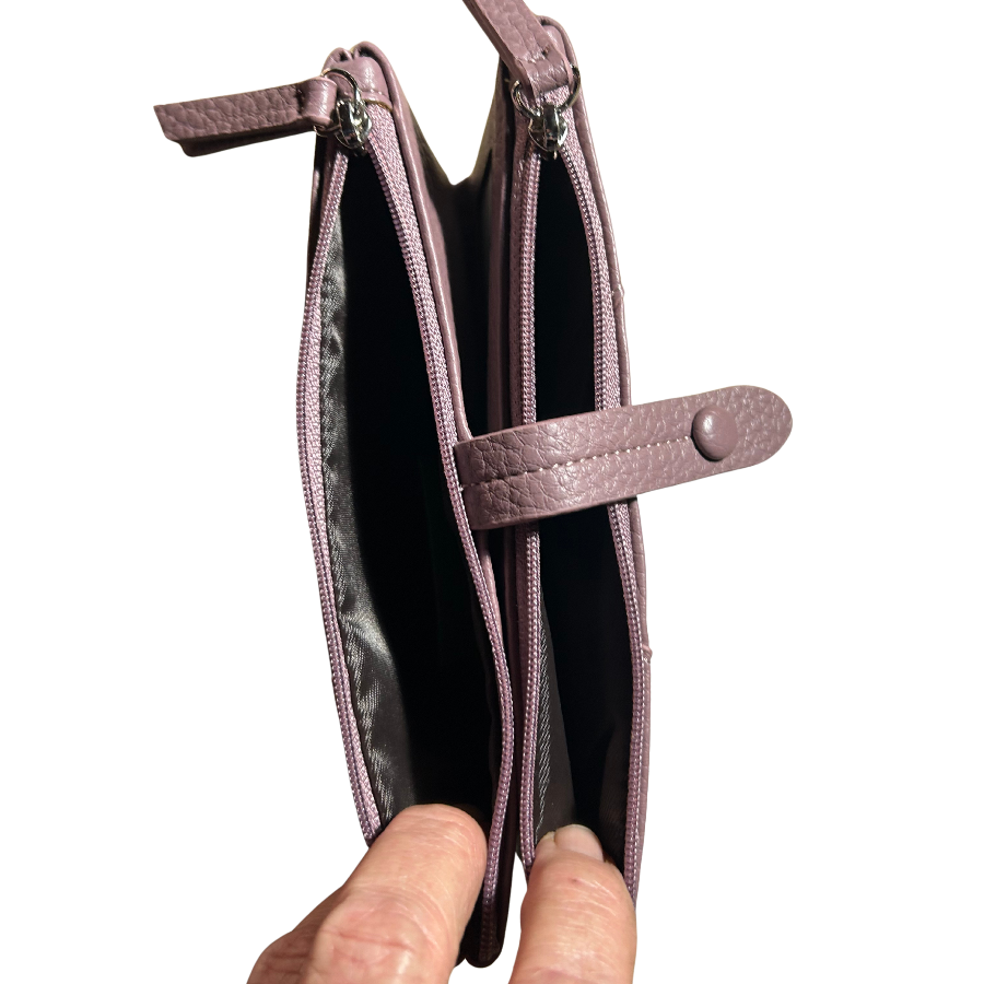 Vivace Wallet: Large PURPLE Soft PU Leather Textured Organiser open coin pockets