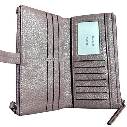 Vivace Wallet: Large PURPLE Soft PU Leather Textured Organiser unfolded