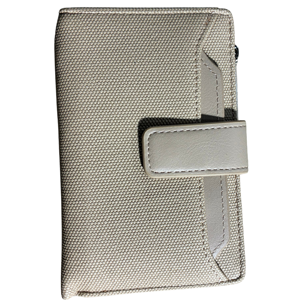 Vivace Wallet: Medium APRICOT Soft Canvas Purse with PU Leather Trim BACK FRONT