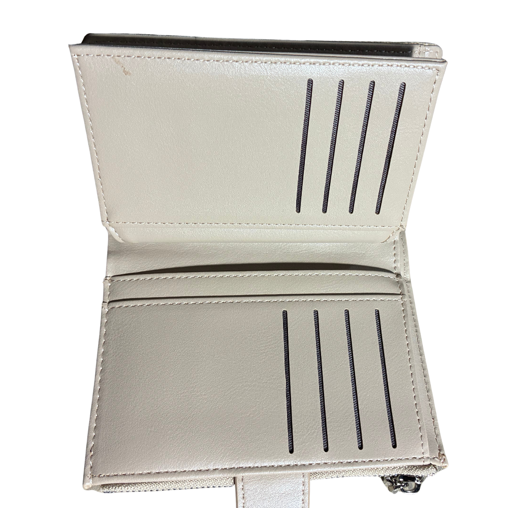 Vivace Wallet: Medium APRICOT Soft Canvas Purse with PU Leather Trim BACK OPEN