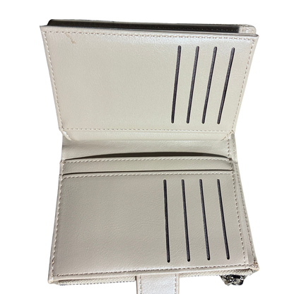 Vivace Wallet: Medium APRICOT Soft Canvas Purse with PU Leather Trim BACK OPEN