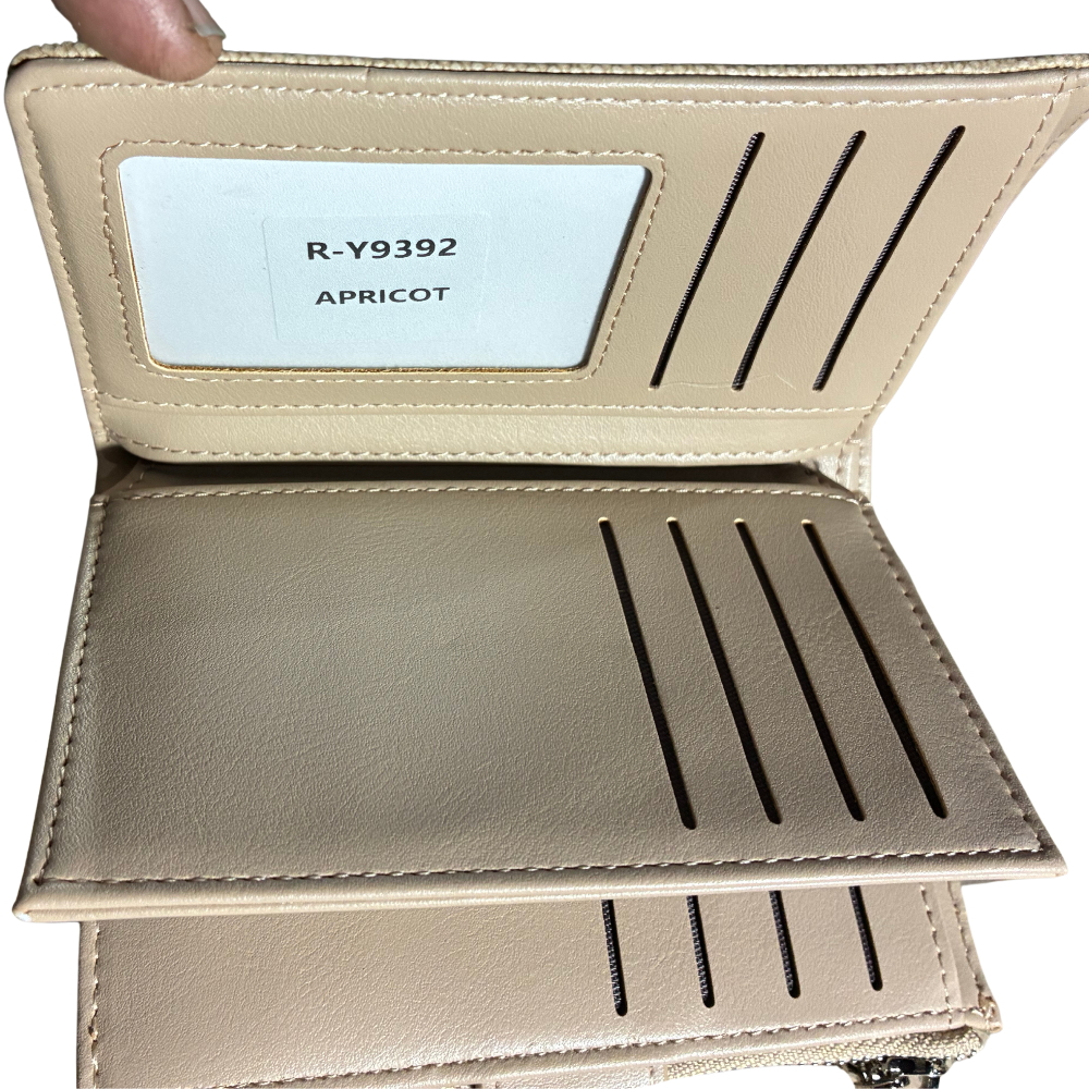 Vivace Wallet: Medium APRICOT Soft Canvas Purse with PU Leather Trim BACK TRI OPEN