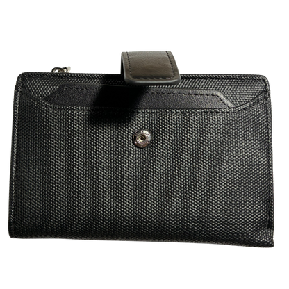 Vivace Wallet: Medium BLACK Soft Canvas Purse with PU Leather Trim