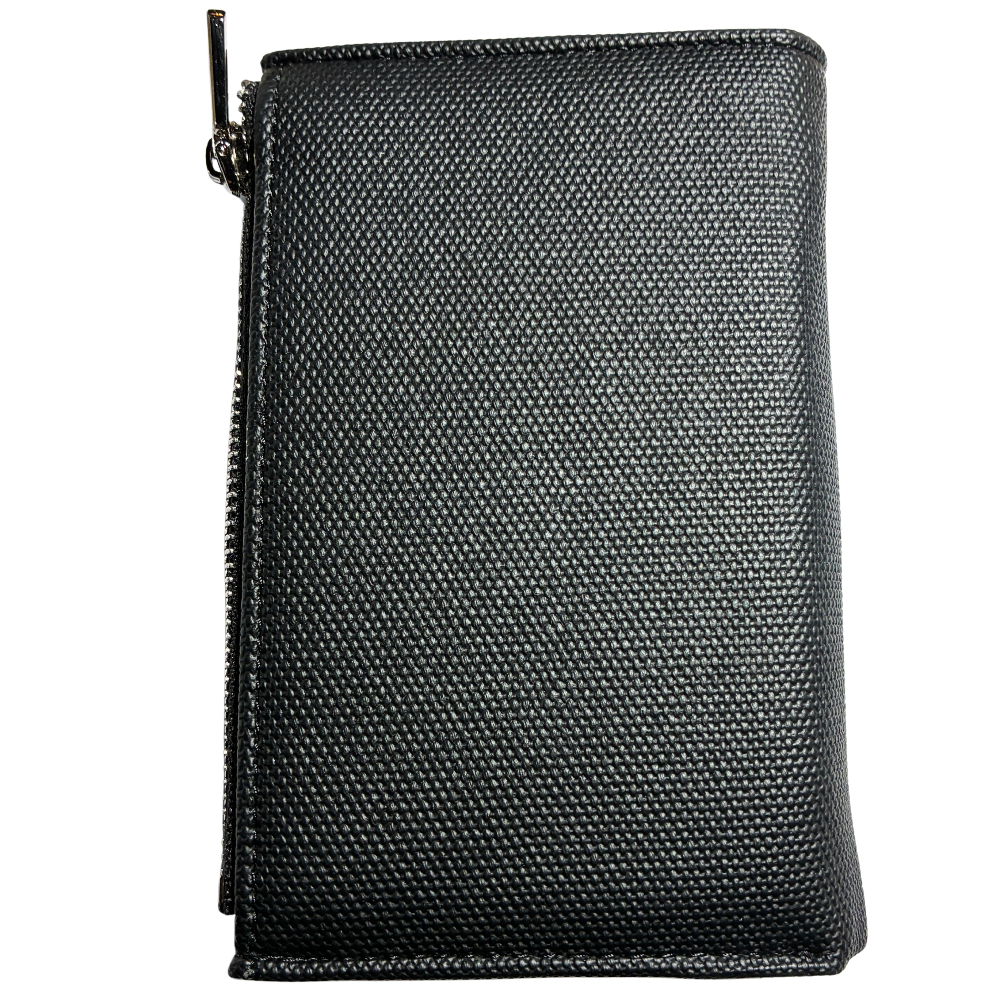 Vivace Wallet: Medium BLACK Soft Canvas Purse with PU Leather Trim BACK