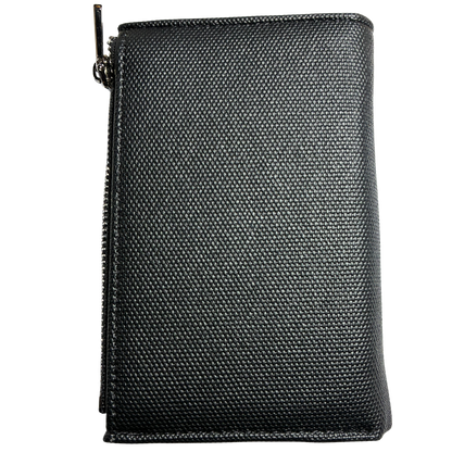 Vivace Wallet: Medium BLACK Soft Canvas Purse with PU Leather Trim BACK