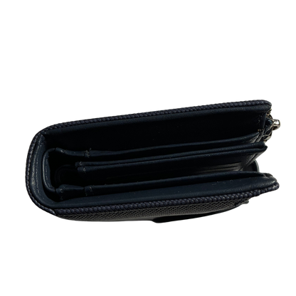 Vivace Wallet: Medium BLUE Soft Canvas Purse with PU Leather Trim FRONT TOP