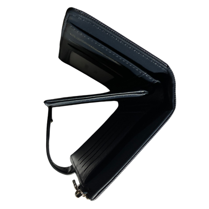 Vivace Wallet: Medium BLUE Soft Canvas Purse with PU Leather Trim TOP VIEW