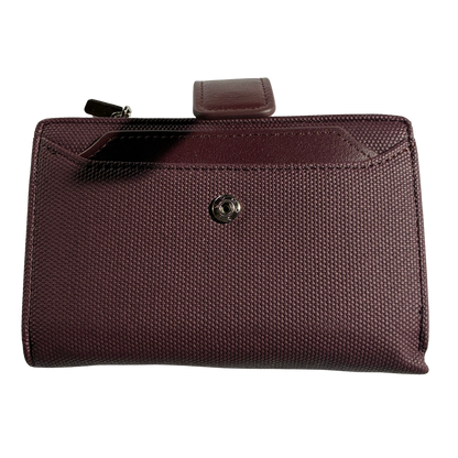 Vivace Wallet: Medium BURGUNDY Soft Canvas Purse with PU Leather Trim