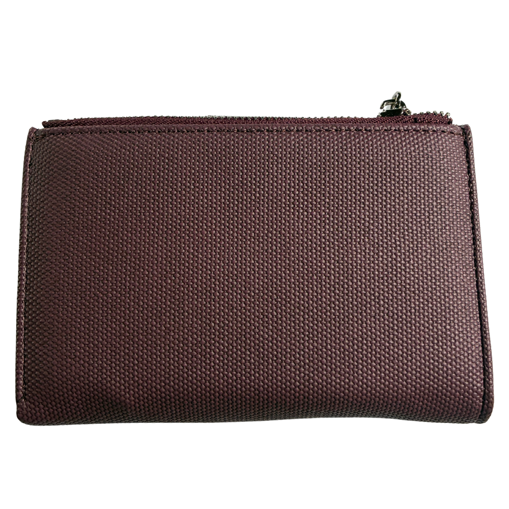 Vivace Wallet: Medium BURGUNDY Soft Canvas Purse with PU Leather Trim back