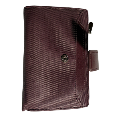 Vivace Wallet: Medium BURGUNDY Soft Canvas Purse with PU Leather Trim