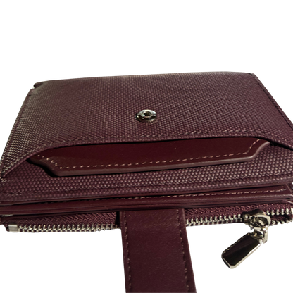 Vivace Wallet: Medium BURGUNDY Soft Canvas Purse with PU Leather Trim front pockets