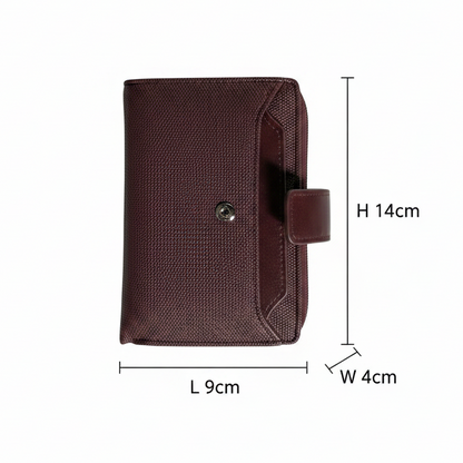 Vivace Wallet: Medium BURGUNDY Soft Canvas Purse with PU Leather Trim size