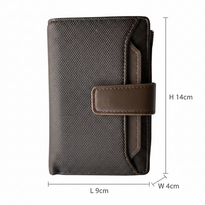 Vivace Wallet: Medium COFFEE BROWN Soft Canvas Purse with PU Leather Trim SIZE