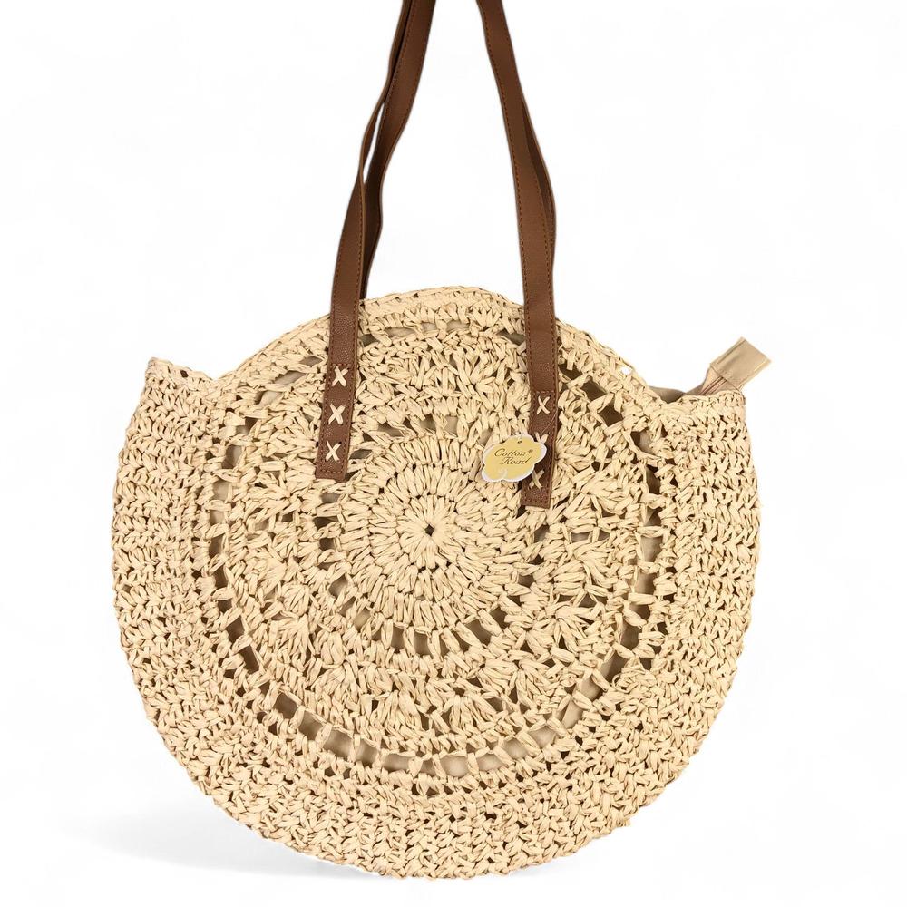 WHEAT BEIGE Cotton Road Woven Tote Bag