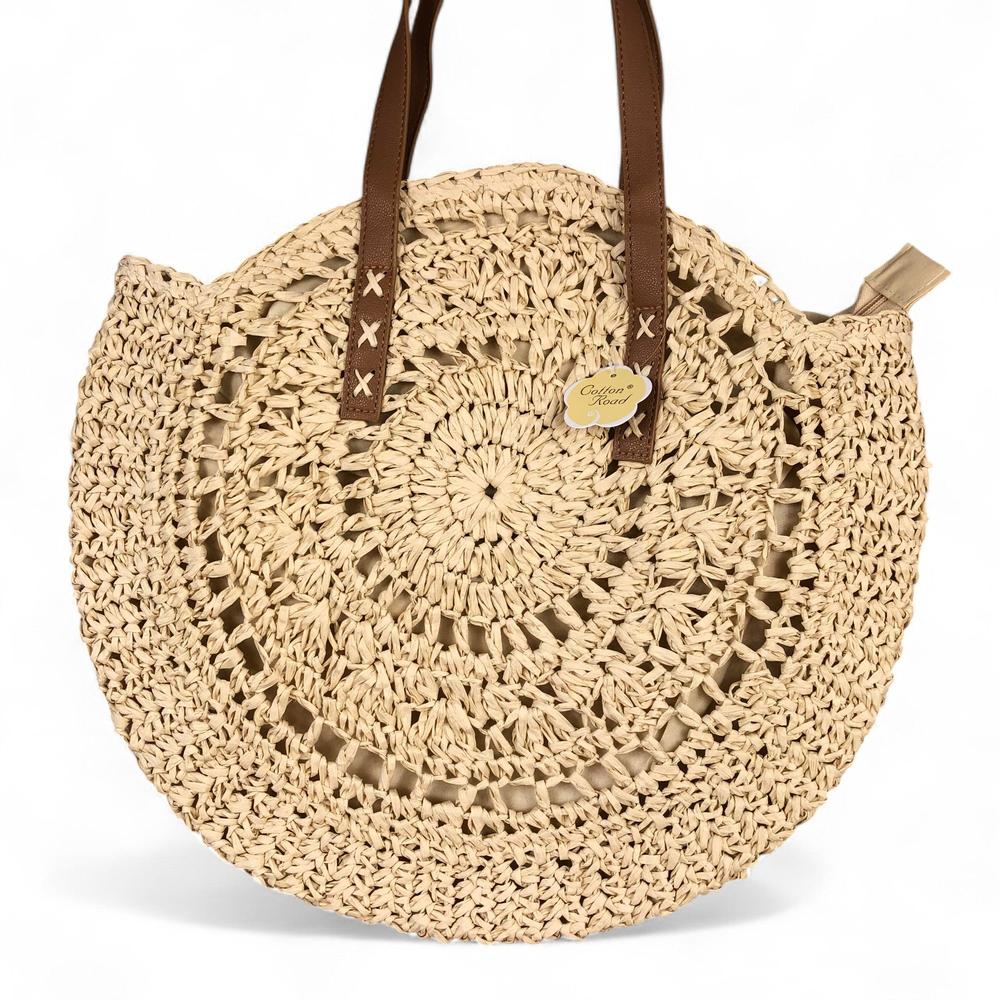 WHEAT BEIGE Cotton Road Woven Tote Bag
