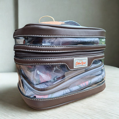 Cotton Road 4-Piece Vanity Set: BLUE GREY PVC Cosmetic Bag Set with PROTEAS