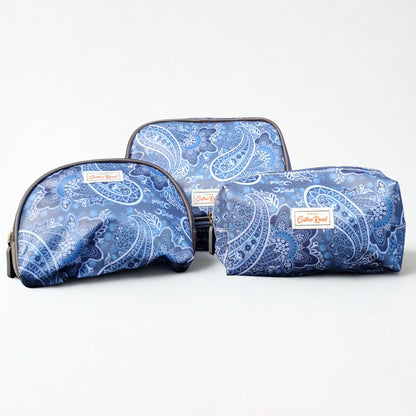 Cotton Road 4-Piece Vanity Set: BLUE PAISLEY PVC Cosmetic Bag Set