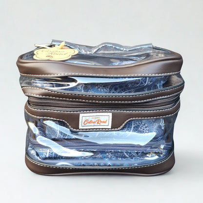 Cotton Road 4-Piece Vanity Set: BLUE PAISLEY PVC Cosmetic Bag Set