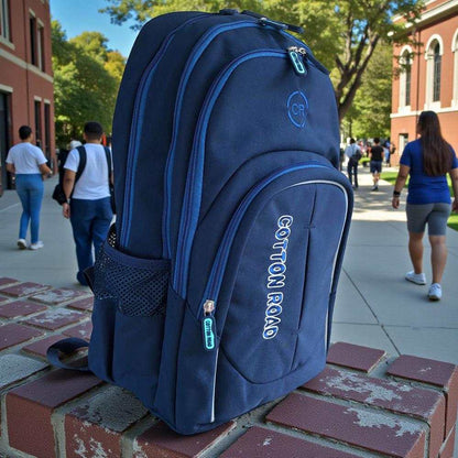Cotton Road Backpack: BLUE BRANDED Canvas Backpack
