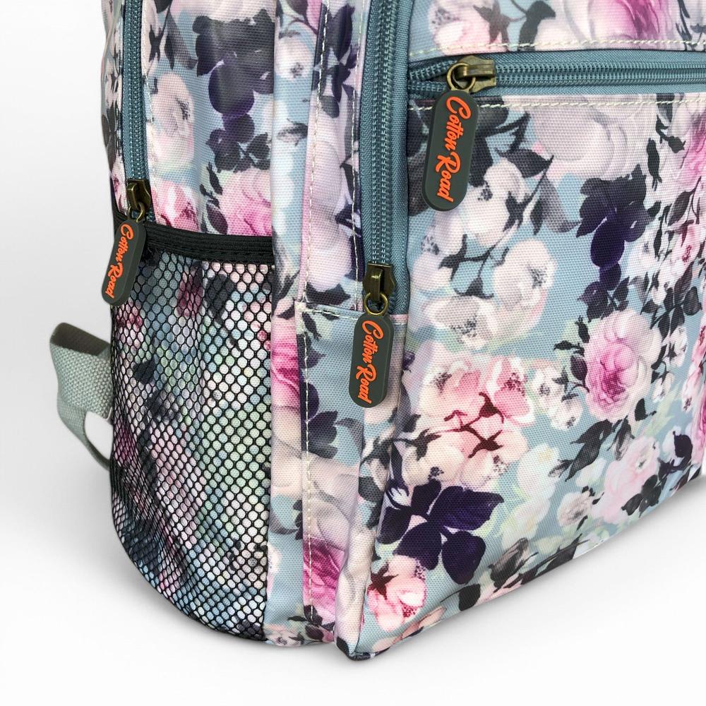 Cotton Road Backpack: BLUE FLORAL PVC Backpack