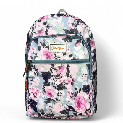 Cotton Road Backpack: BLUE FLORAL PVC Backpack