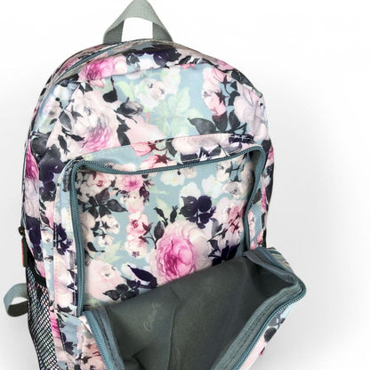 Cotton Road Backpack: BLUE FLORAL PVC Backpack