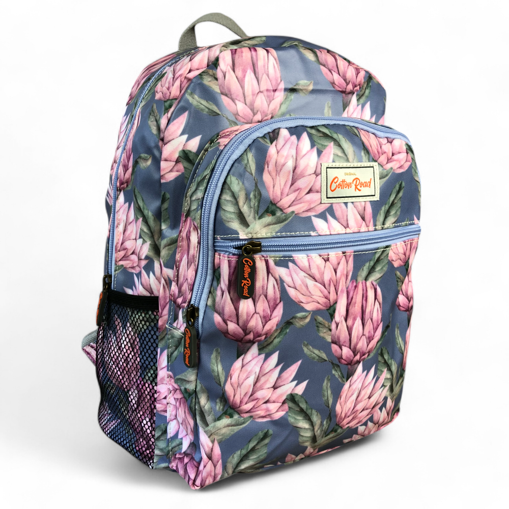 Cotton Road blue PVC backpack front view