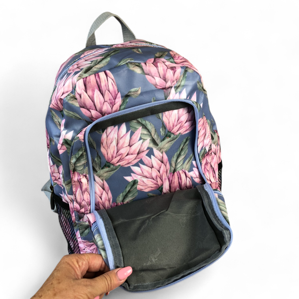 Cotton Road backpack front zip pouch detail