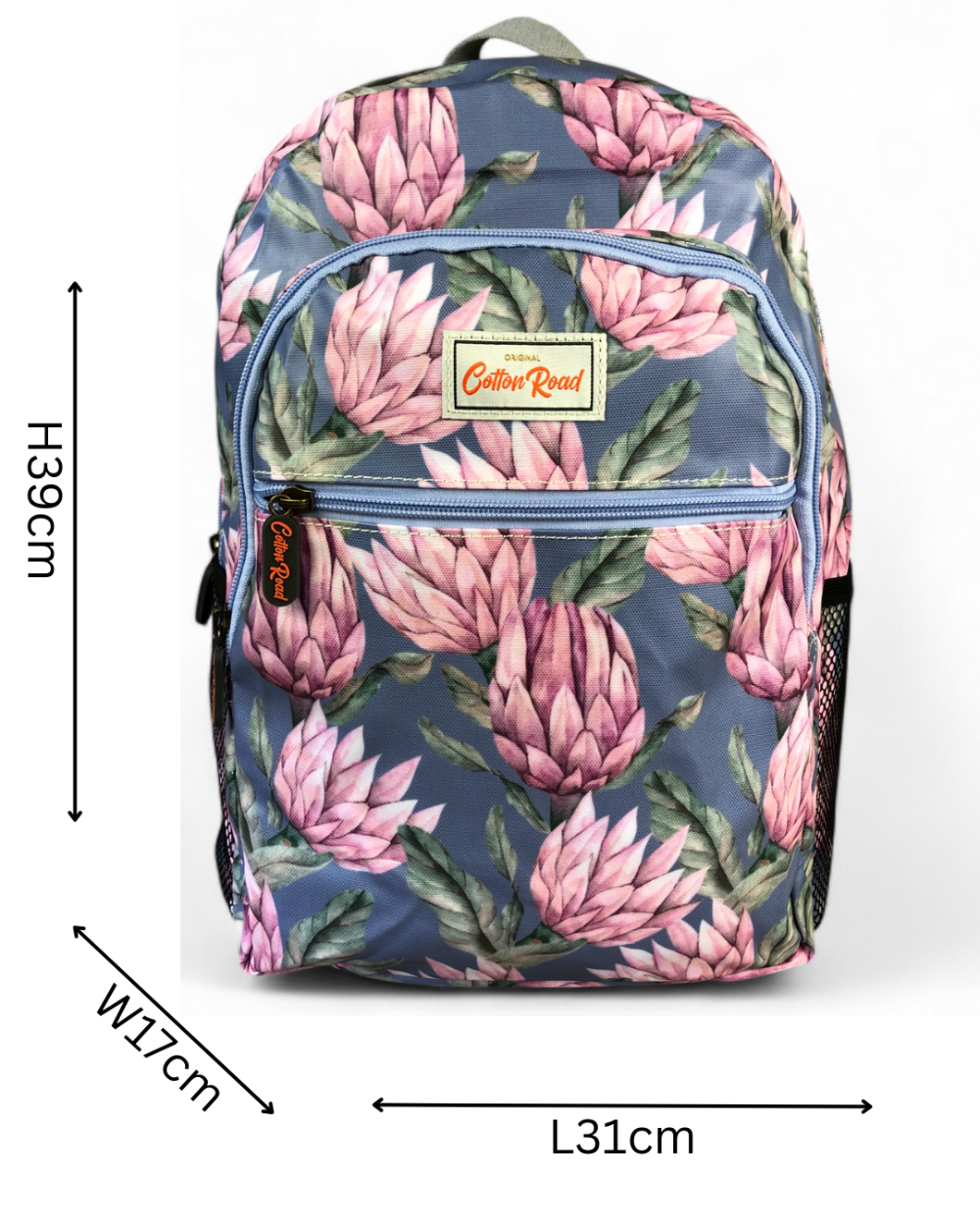 Cotton Road blue PVC backpack front view sized