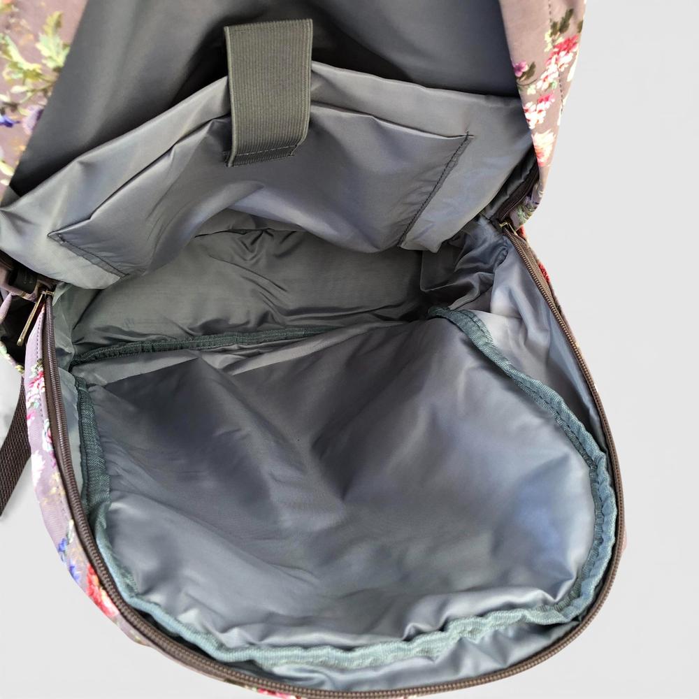 Cotton Road Backpack: BROWN FLORAL Padded Canvas Backpack for 15'6" Laptop