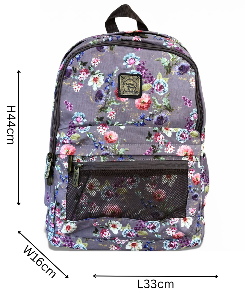 Cotton Road Backpack: BROWN FLORAL Padded Canvas Backpack for 15'6" Laptop