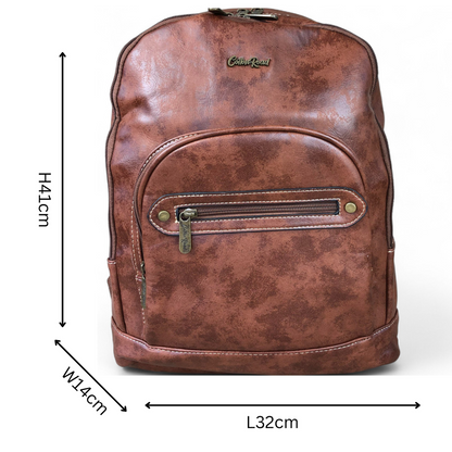BROWN PU Leather Cotton Road Backpack with sizes