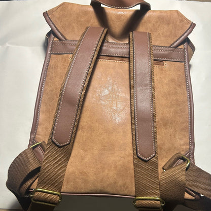 COTTON ROAD BACKPACK: BROWN PU Leather backpack with Embossed Proteas BACK