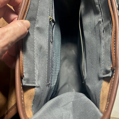 COTTON ROAD BACKPACK: BROWN PU Leather backpack with Embossed Proteas INTERIOR