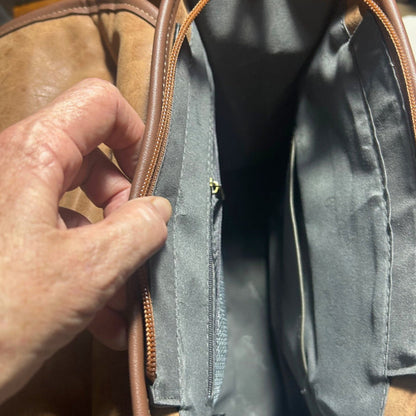 COTTON ROAD BACKPACK: BROWN PU Leather backpack with Embossed Proteas INSIDE