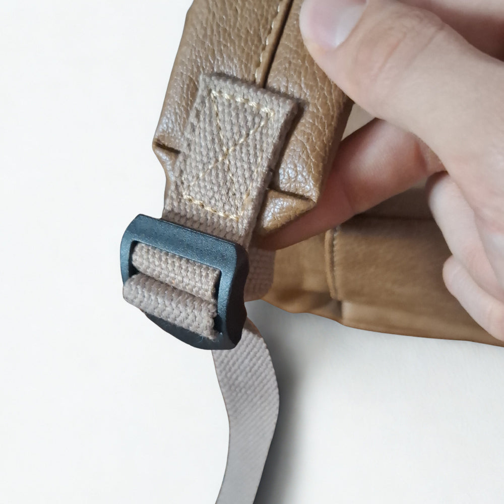 Cotton Road Backpack: KHAKI PU Leather BACKPACK with FRONT POCKET