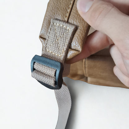 Cotton Road Backpack: KHAKI PU Leather BACKPACK with FRONT POCKET