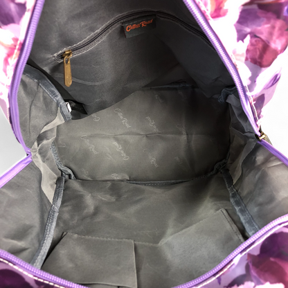 PURPLE PVC Cotton Road Backpack with FLOWERS open