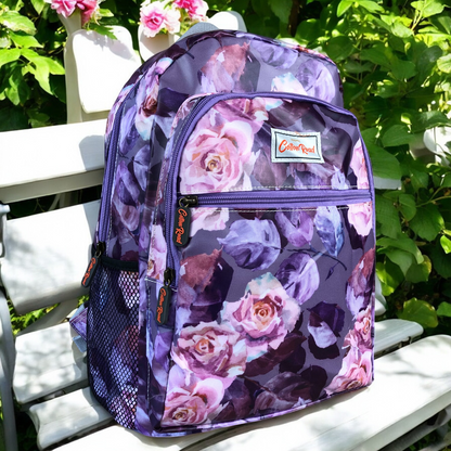 PURPLE PVC Cotton Road Backpack with FLOWERS