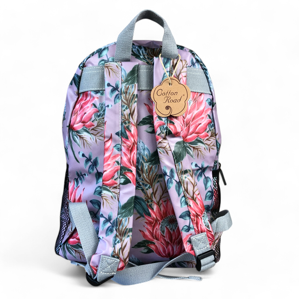 PURPLE PVC Cotton Road Backpack with PROTEAS