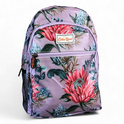 PURPLE PVC Cotton Road Backpack with PROTEAS