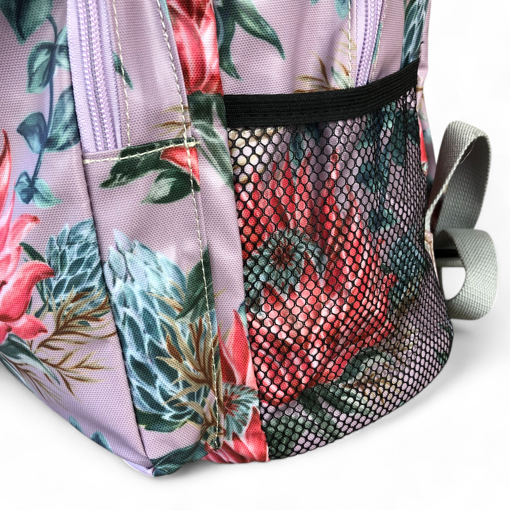 PURPLE PVC Cotton Road Backpack with PROTEAS