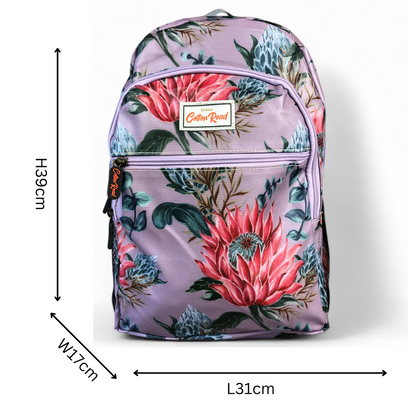 PURPLE PVC Cotton Road Backpack with PROTEAS