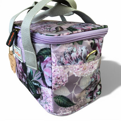 Cotton Road Cooler lilac floral insulated lunch box with PVC exterior and multiple compartments