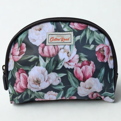 Cotton Road 4-Piece Vanity Set: GREEN PVC Cosmetic Bag Set with FLOWERS